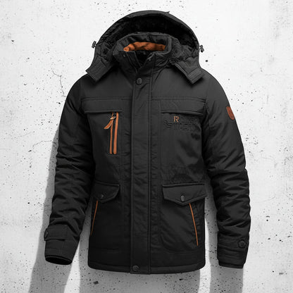 Warm Hooded Parka Coat with Cargo Pockets