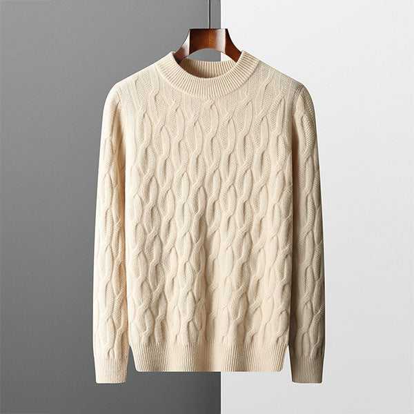 Classic Crew Neck Cable Knit Sweater