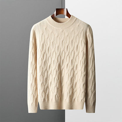 Classic Crew Neck Cable Knit Sweater