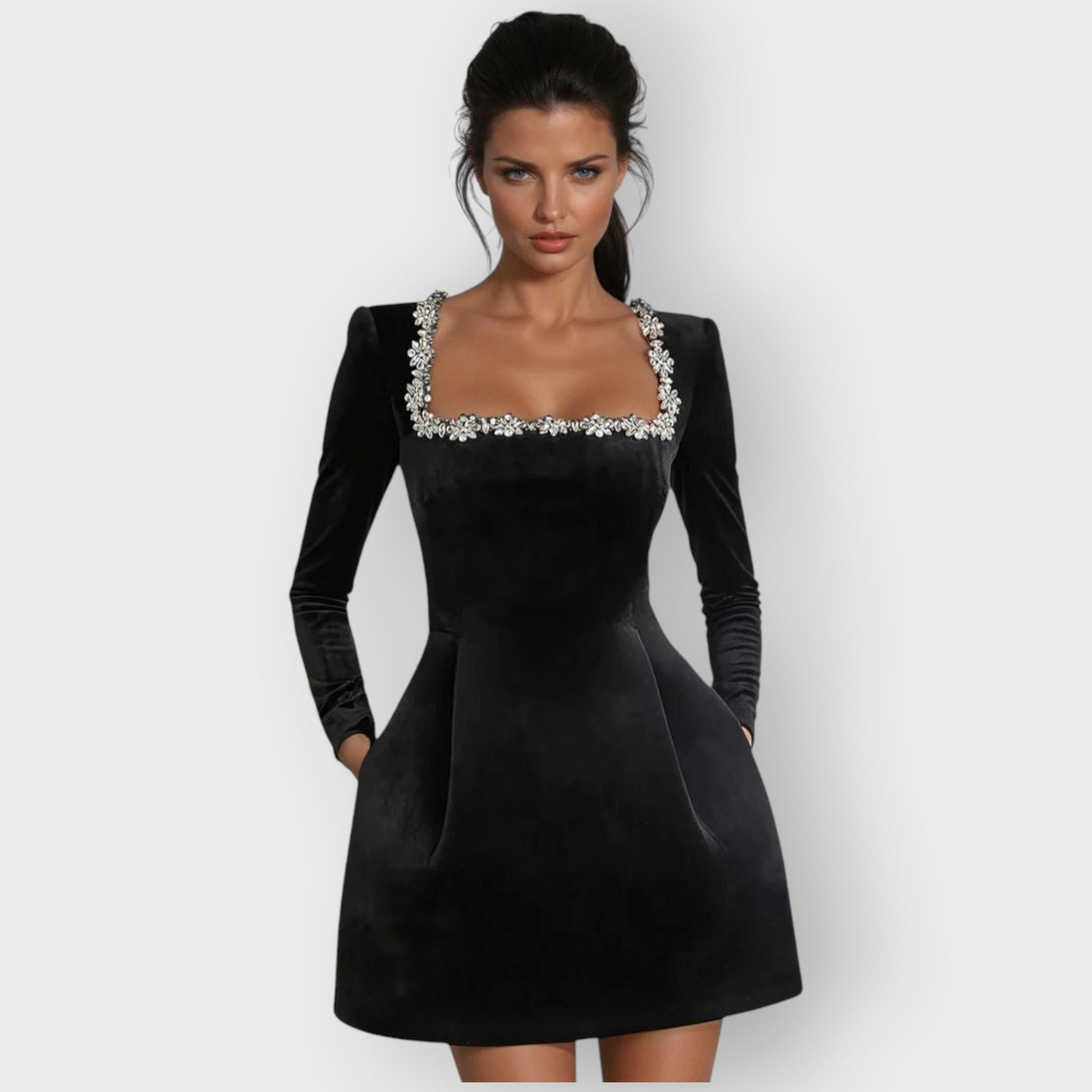Luxurious Soft Mini Square Neckline Dress - Olytrend