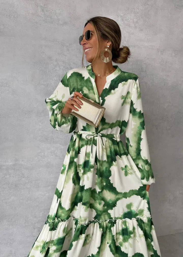 Long Sleeve Flowy Women's Evening Dress - Olytrend