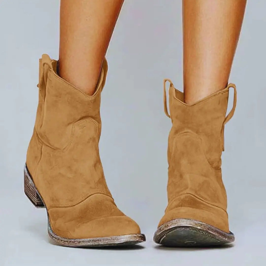 Classic Western Ladies Ankle Boots - Chic and Cozy