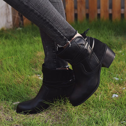 Classic Women's Lace-Up Ankle Boots - Elegant and Cozy