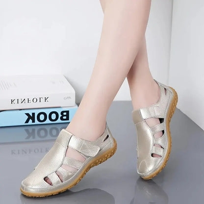 Classic Women's Leather Sandals - Chic and Cozy Style