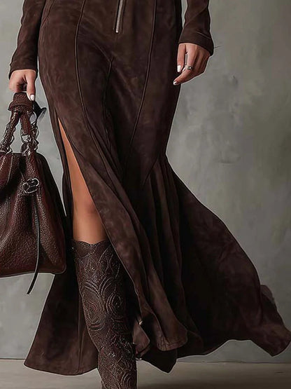 Elegant Long Velvet-Style Dress