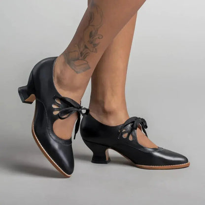 Classic Mary Jane Pumps - Elegant Lace Up Heels for Women