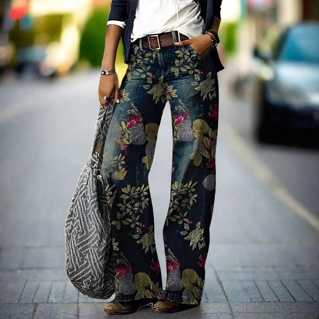 Women's Casual Floral Jeans – Loose Comfort Fit - Olytrend