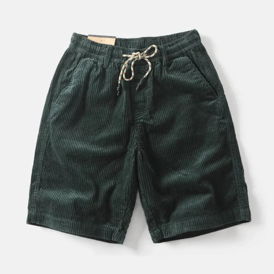 Casual Corduroy Mid-Length Shorts with Elastic Waistband