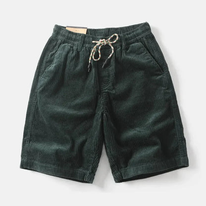 Casual Corduroy Mid-Length Shorts with Elastic Waistband