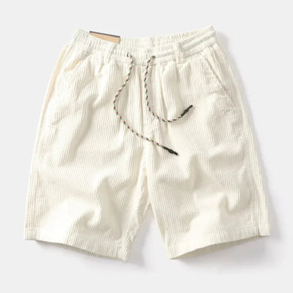 Casual Corduroy Mid-Length Shorts with Elastic Waistband