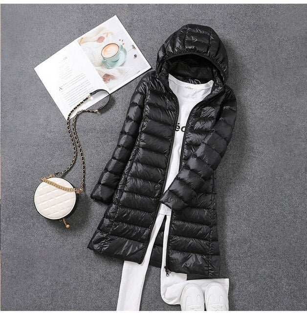 Warm Women's Parka Coat with Removable Hood