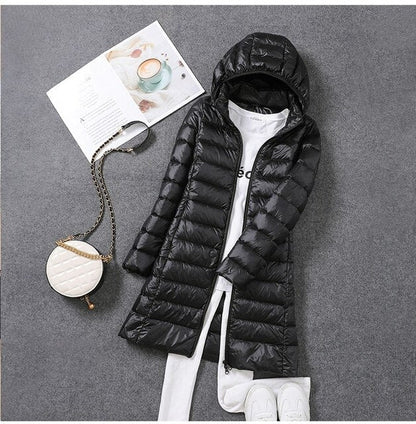 Warm Women's Parka Coat with Removable Hood
