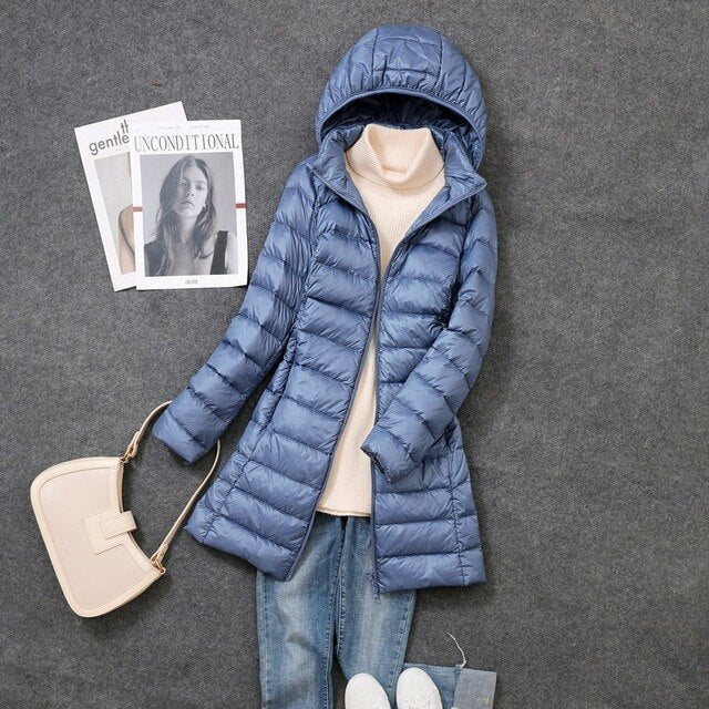 Warm Women's Parka Coat with Removable Hood
