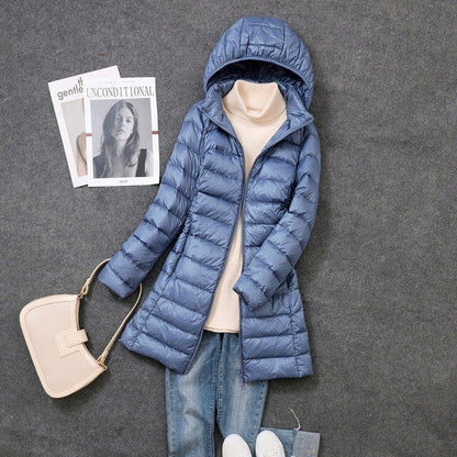Warm Women's Down Parka with Removable Hood