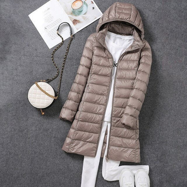 Warm Women's Parka Coat with Removable Hood