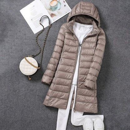 Warm Women's Parka Coat with Removable Hood