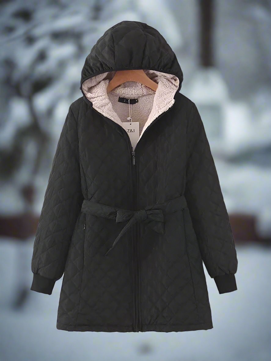 Cozy Women's Parka Jacket with Hood and Adjustable Belt