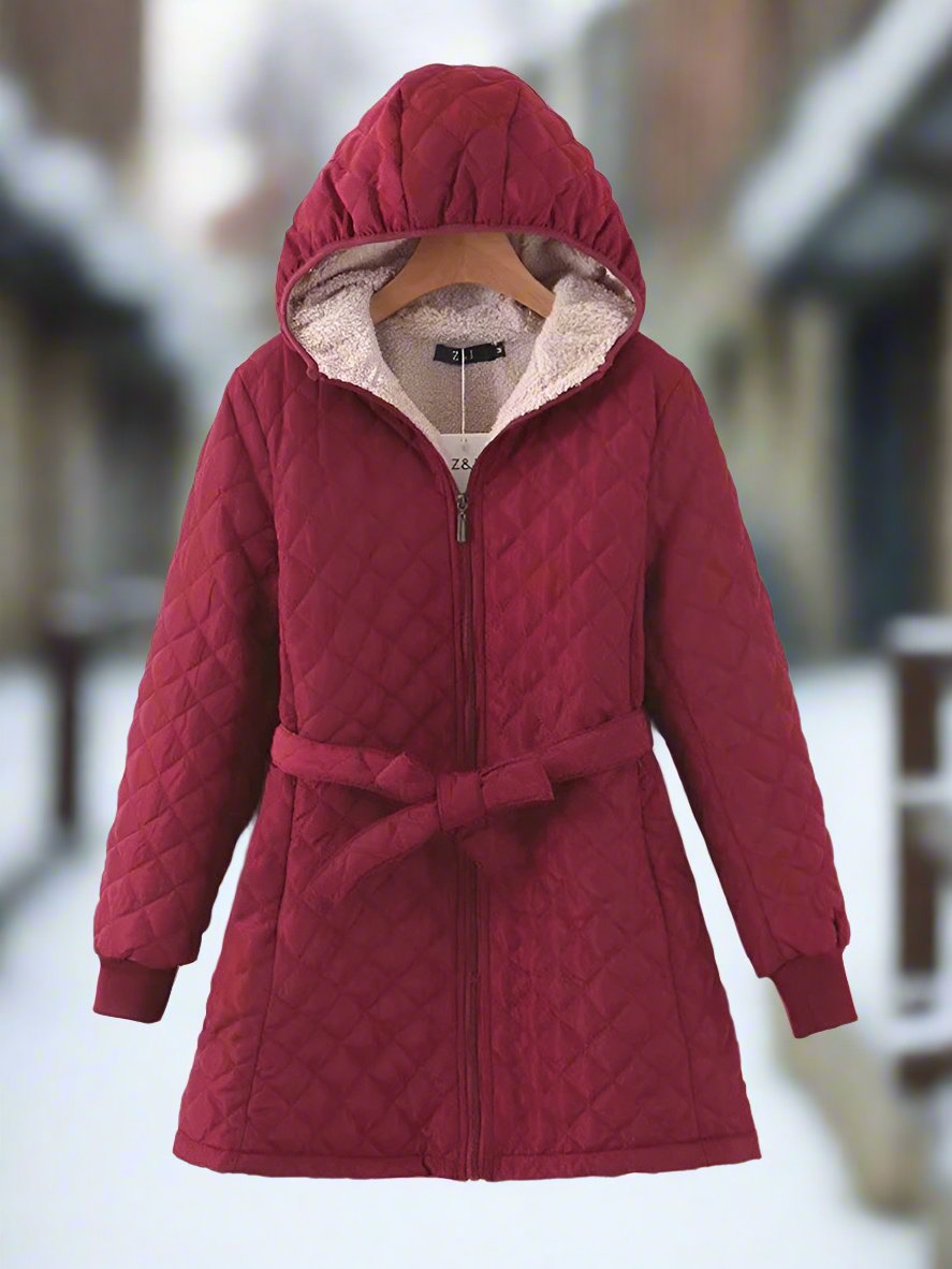 Cozy Women's Parka Jacket with Hood and Adjustable Belt