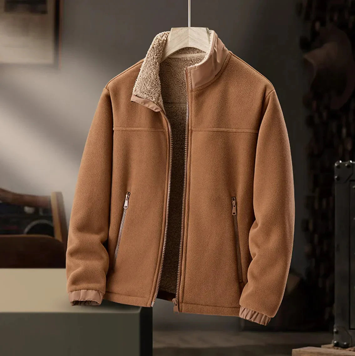 Casual Fit Sherpa Lined Zip Jacket - Nocini