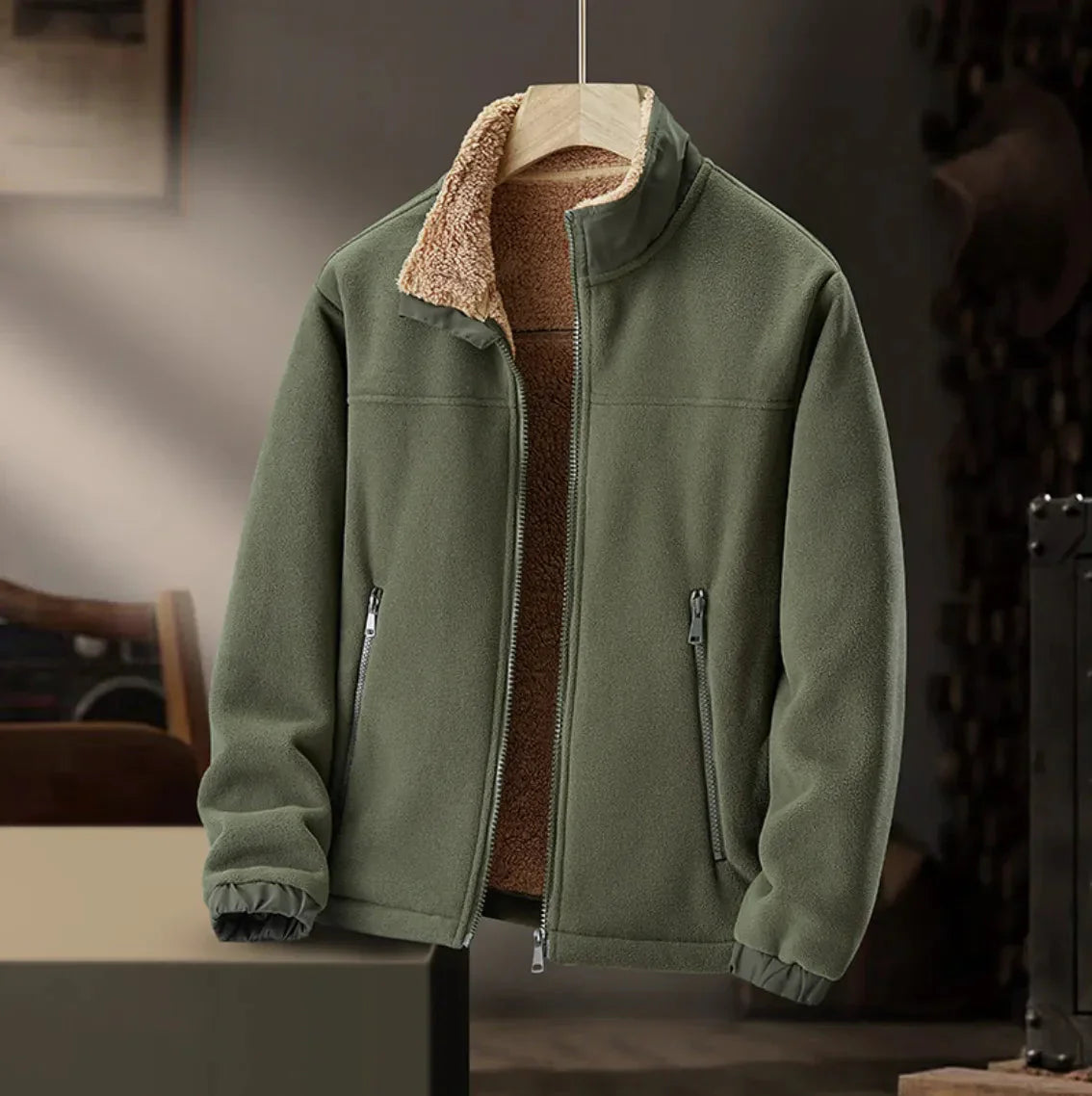Casual Fit Sherpa Lined Zip Jacket