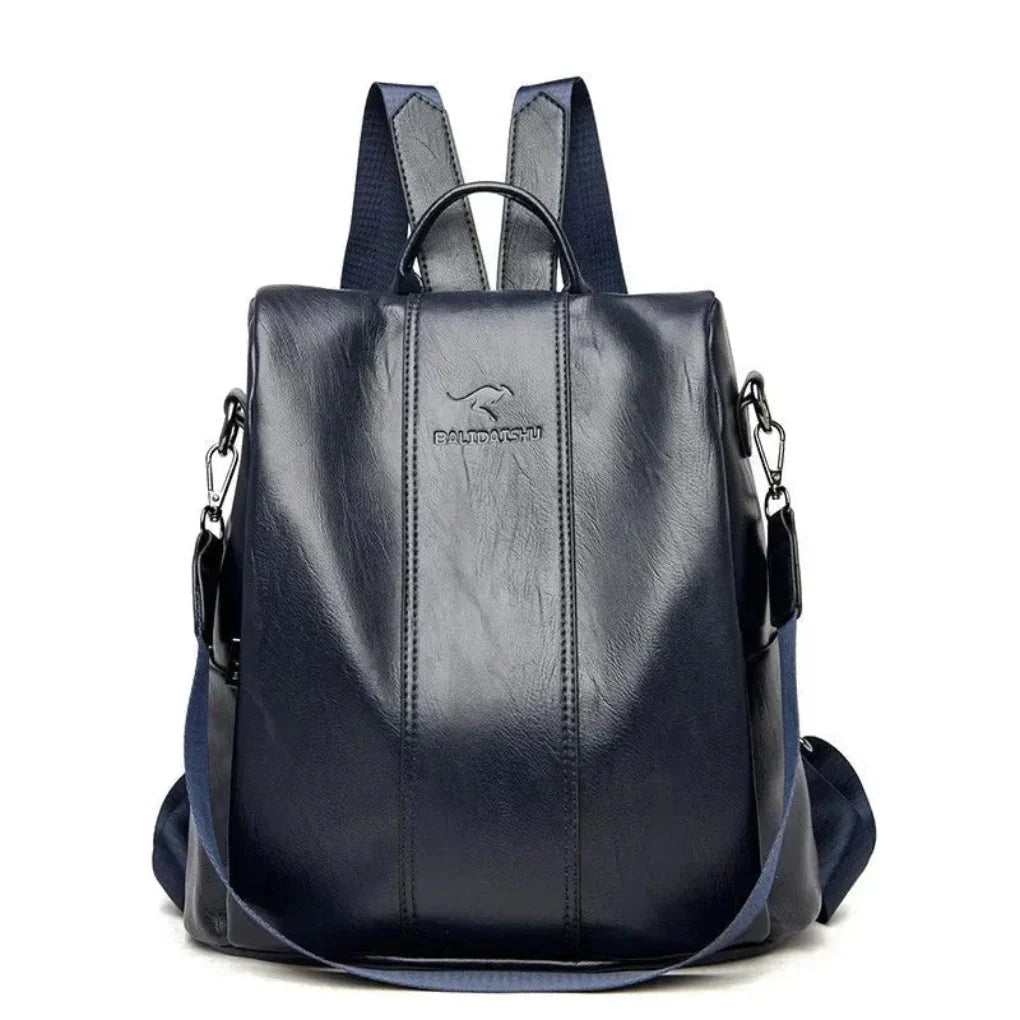Secure Leather Backpack with Hidden Compartments for Women