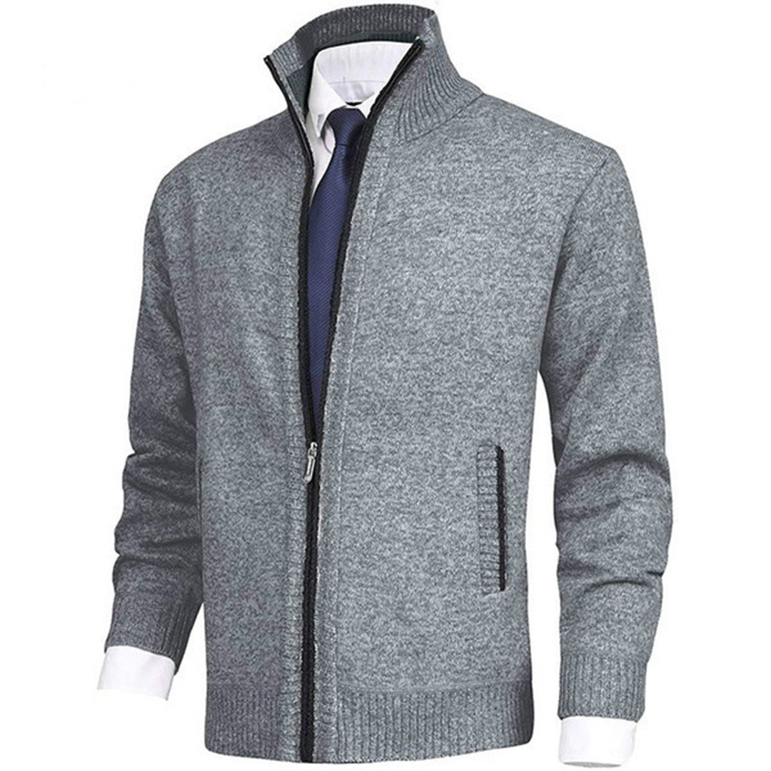 Warm Full Zip Sweater | Classic Stand Collar Cardigan