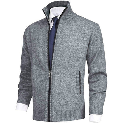 Warm Full Zip Sweater | Classic Stand Collar Cardigan