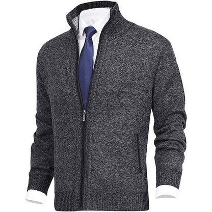 Warm Full Zip Sweater | Classic Stand Collar Cardigan