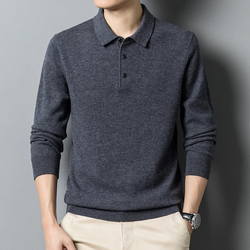 Classic Men's Wool Polo Sweater