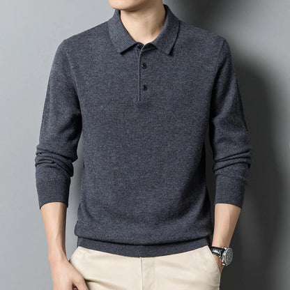 Classic Men's Wool Polo Sweater