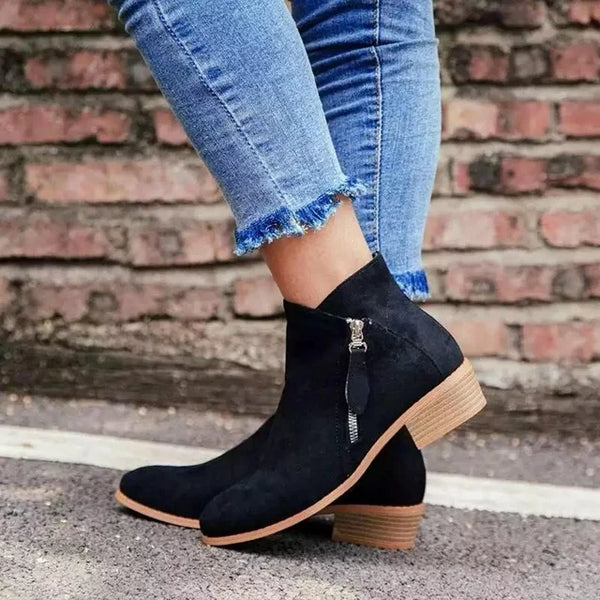 Comfortable Women's Mid Calf Zip Boots