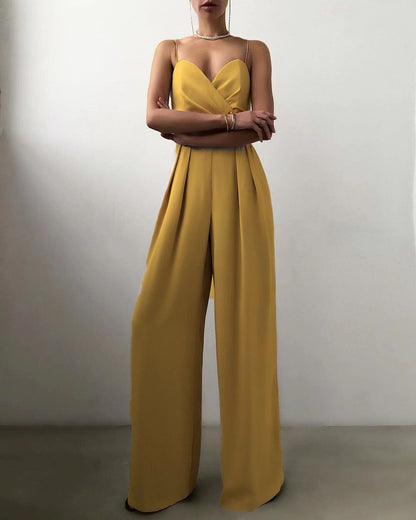 Women's Wide Leg Strap Jumpsuit