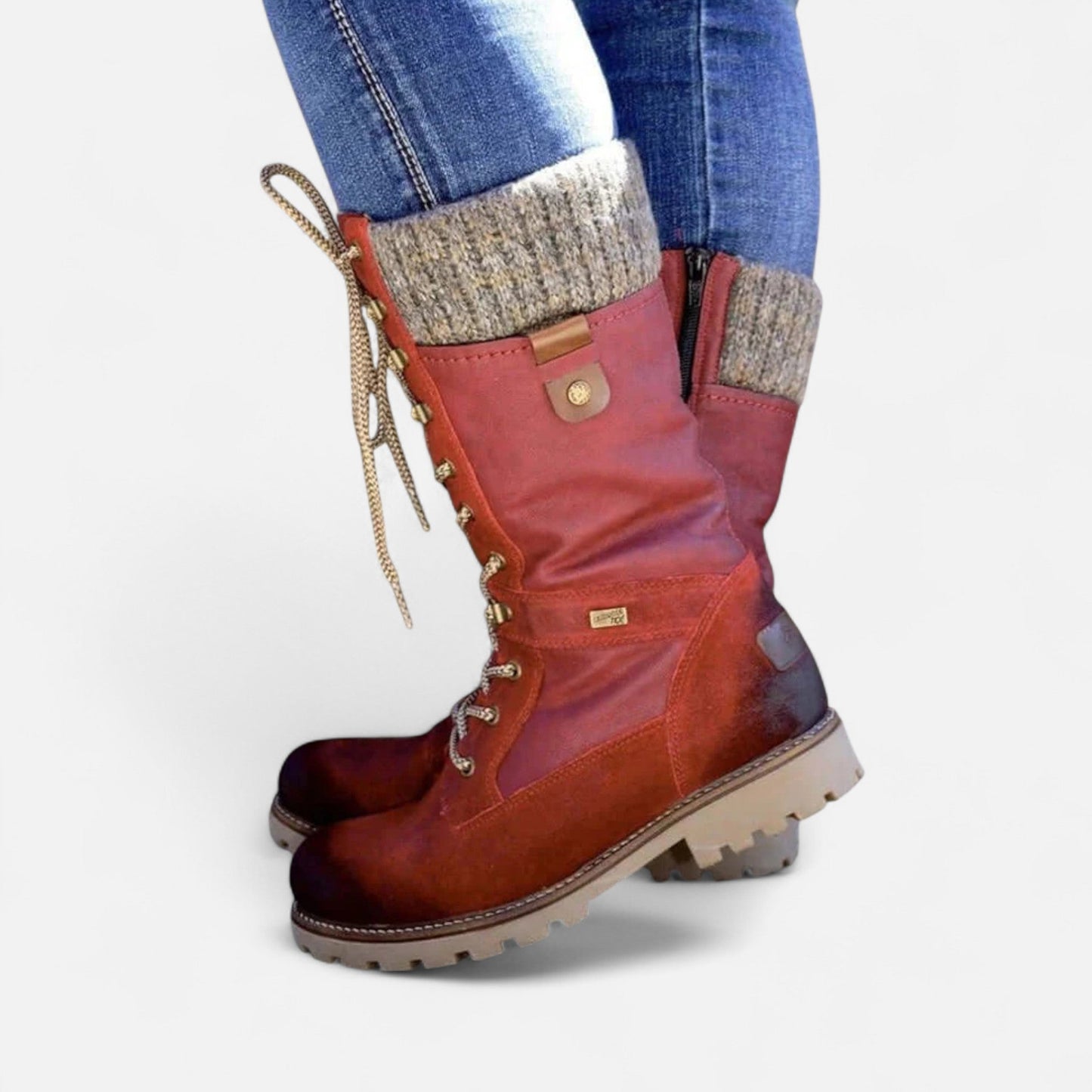 Warm Red Knee High Snow Boots