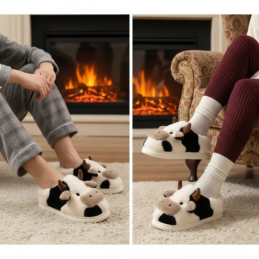 Cozy Fuzzy CuddleCow Slippers - Pexav