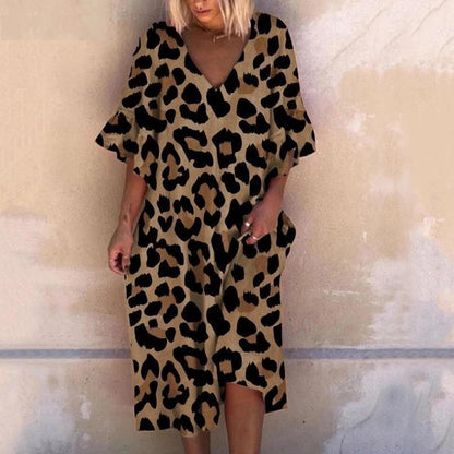 Plus Size Leopard Print Maxi Dress