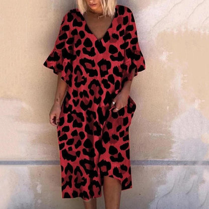 Plus Size Leopard Print Maxi Dress - Nocini