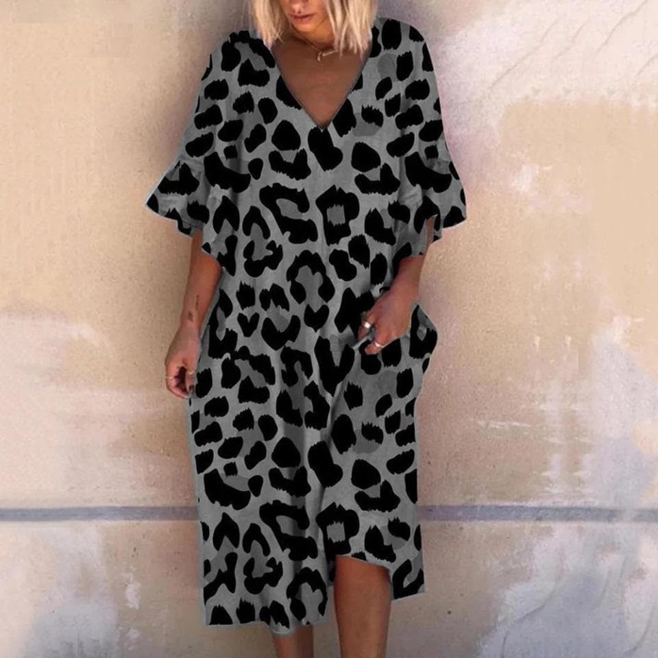 Plus Size Leopard Print Maxi Dress
