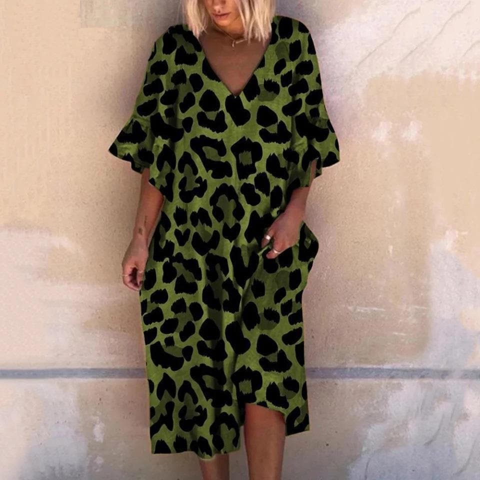 Plus Size Leopard Print Maxi Dress