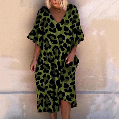 Plus Size Leopard Print Maxi Dress