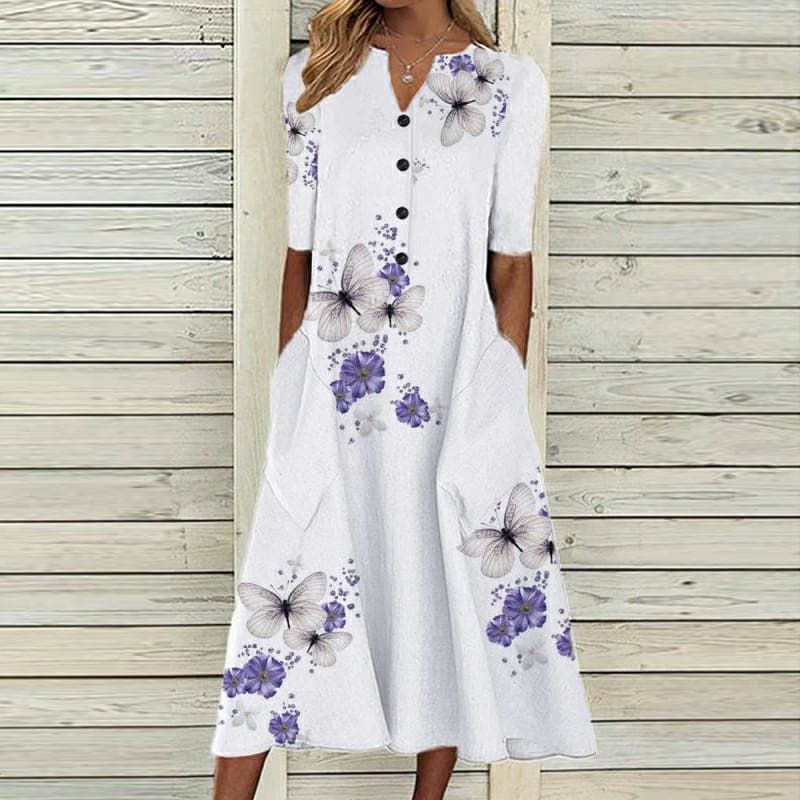 Casual V-Neck Floral Summer Dress for Women