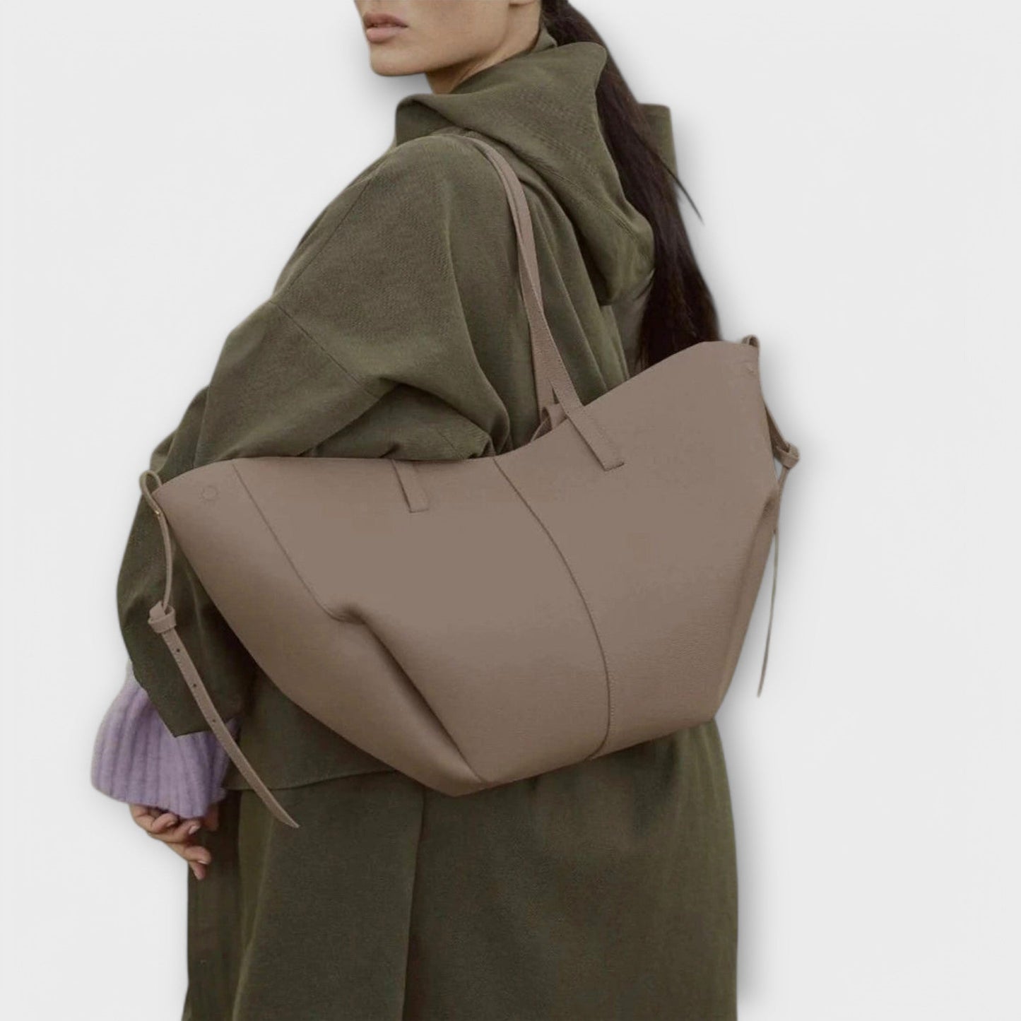 Large Brown Leather Daily Shoulder Bag