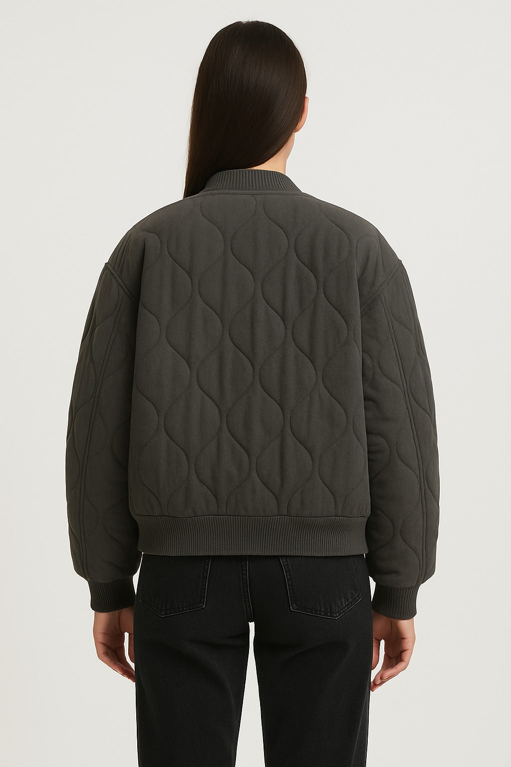 Ladies Large Zip Up Bomber Coat