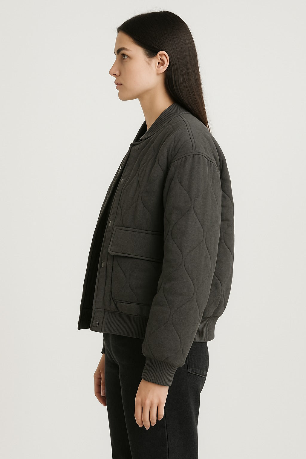 Ladies Large Zip Up Bomber Coat