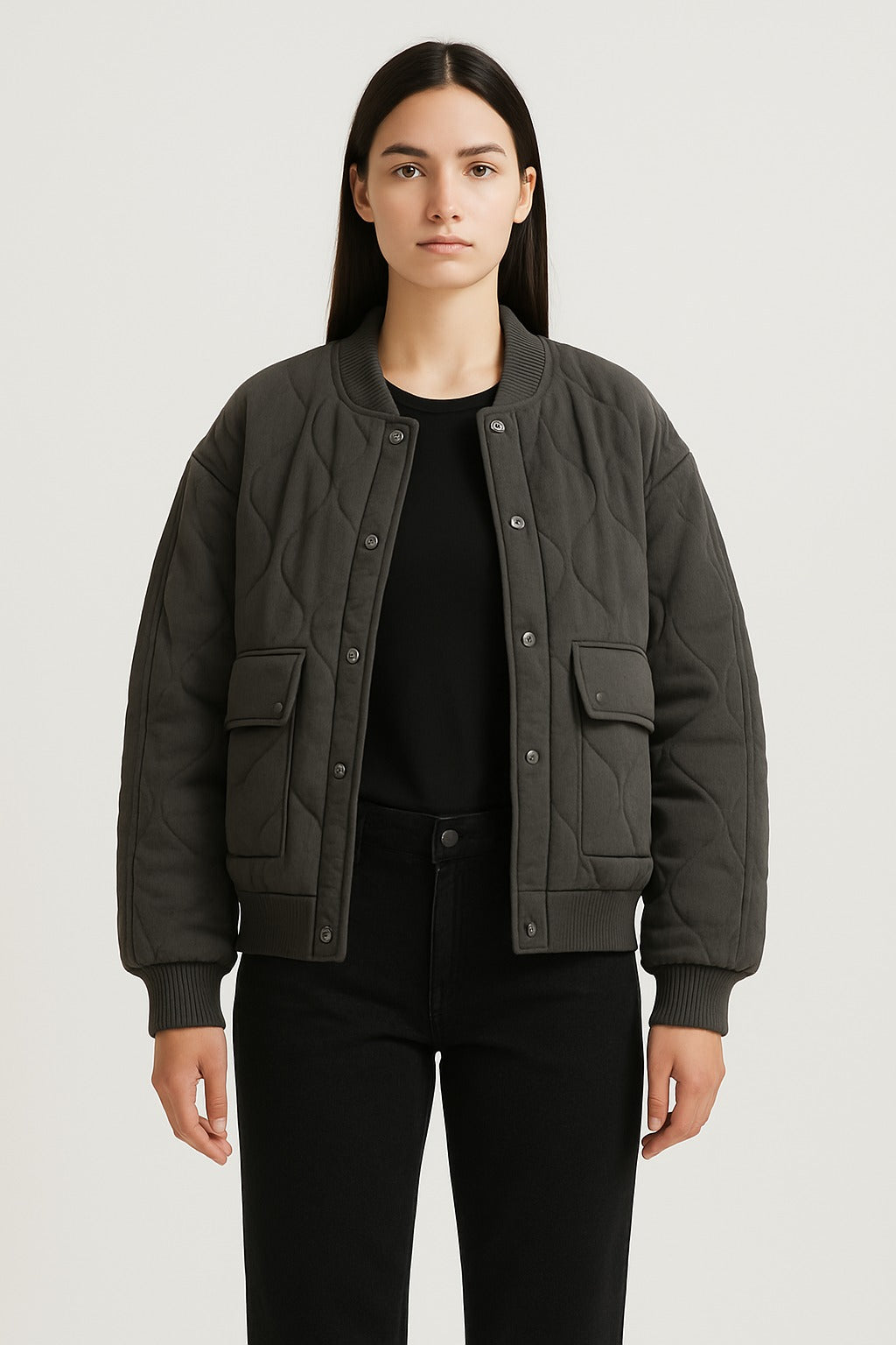 Ladies Large Zip Up Bomber Coat - Nocini
