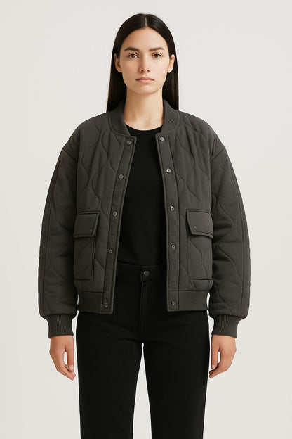 Ladies Large Zip Up Bomber Coat - Nocini