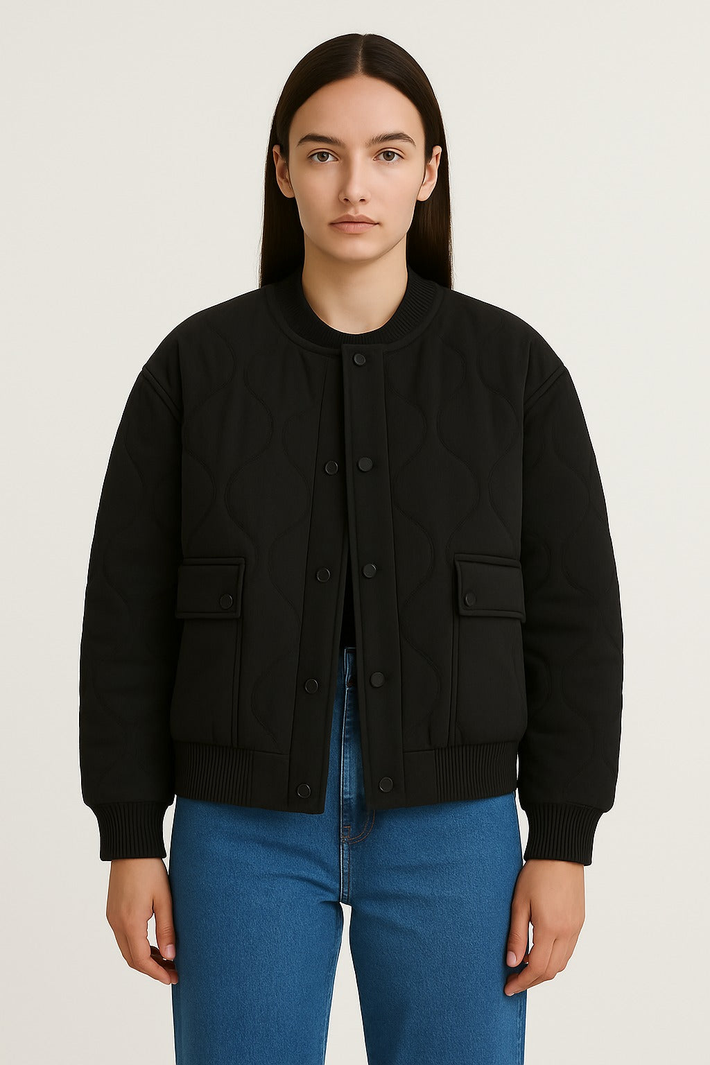 Ladies Large Zip Up Bomber Coat