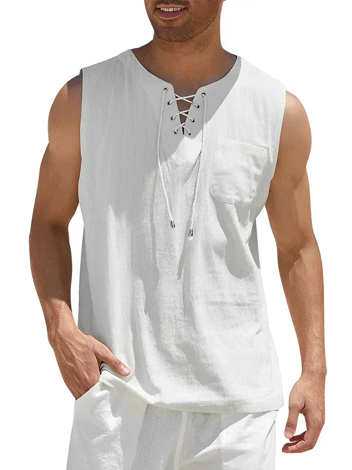 Men's Casual Loose Fit Tank Top with Pocket - Nocini