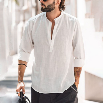 Casual Mens Shirt Loose Fit Long Sleeve