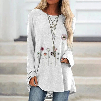 Comfy Floral Embroidered Pullover Sweatshirt
