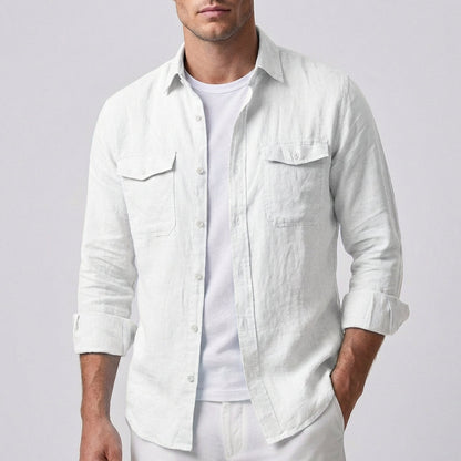 Casual Fit Button Down Shirt with Pocket Detail